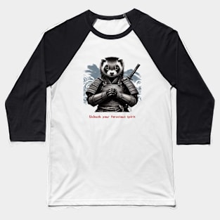 Samurai Ferret Warrior Design with Sun Tzu Wisdom Baseball T-Shirt